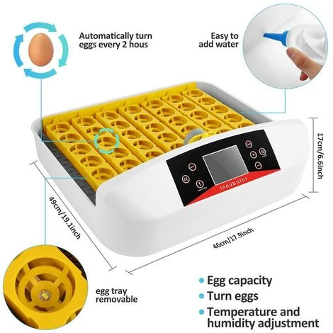 BETTER MAISON Oeufs Incubateur Numérique Automatique 32 Oeufs Pour Poulet Canards Oie Oiseau - Blanc 3 BETTER MAISON Oeufs Incubateur Numérique Automatique 32 Oeufs Pour Poulet Canards Oie Oiseau - Blanc – Image 3