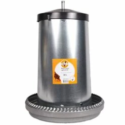 CHICK'A Nourrisseur à Trémie émaillé 25 L Pour 17 Poules - Gris