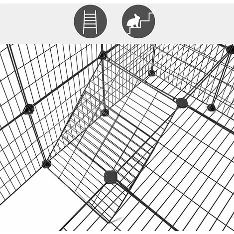 SONGMICS Enclos Modulable Pour Petits Animaux, Cage Intérieur, 2 Niveaux, Maillet En Caoutchouc Offert, Cochon D’Inde, Lapin, Assemblage Facile, 143 X 73 X 71 Cm (L X L X H), Noir LPI02H 3 SONGMICS Enclos Modulable Pour Petits Animaux, Cage Intérieur, 2 Niveaux, Maillet En Caoutchouc Offert, Cochon D’Inde, Lapin, Assemblage Facile, 143 X 73 X 71 Cm (L X L X H), Noir LPI02H – Image 3