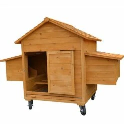 Melko Poulailler Pour 4 Poulets Roulants 157x90x114cm Poulailler En Bois Avec 2 Nichoirs -Polire Soldes Boutique 24031644 4
