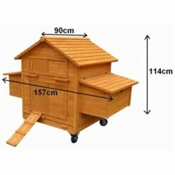 Melko Poulailler Pour 4 Poulets Roulants 157x90x114cm Poulailler En Bois Avec 2 Nichoirs -Polire Soldes Boutique 24031644 5