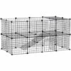 PawHut Cage Parc Enclos Pour Animaux Domestiques L 146 X L 73 X H 73 Cm Modulable 2 Niveaux 36 Panneaux Bords Arrondis Fil Métallique Noir - Noir