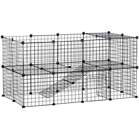 PawHut Cage Parc Enclos Pour Animaux Domestiques L 146 X L 73 X H 73 Cm Modulable 2 Niveaux 36 Panneaux Bords Arrondis Fil Métallique Noir - Noir 1 PawHut Cage Parc Enclos Pour Animaux Domestiques L 146 X L 73 X H 73 Cm Modulable 2 Niveaux 36 Panneaux Bords Arrondis Fil Métallique Noir - Noir