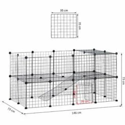 PawHut Cage Parc Enclos Pour Animaux Domestiques L 146 X L 73 X H 73 Cm Modulable 2 Niveaux 36 Panneaux Bords Arrondis Fil Métallique Noir - Noir 7 PawHut Cage Parc Enclos Pour Animaux Domestiques L 146 X L 73 X H 73 Cm Modulable 2 Niveaux 36 Panneaux Bords Arrondis Fil Métallique Noir - Noir -Polire Soldes Boutique 24060726 3