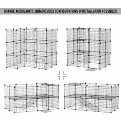 PawHut Cage Parc Enclos Pour Animaux Domestiques L 146 X L 73 X H 73 Cm Modulable 2 Niveaux 36 Panneaux Bords Arrondis Fil Métallique Noir - Noir 8 PawHut Cage Parc Enclos Pour Animaux Domestiques L 146 X L 73 X H 73 Cm Modulable 2 Niveaux 36 Panneaux Bords Arrondis Fil Métallique Noir - Noir -Polire Soldes Boutique 24060726 4