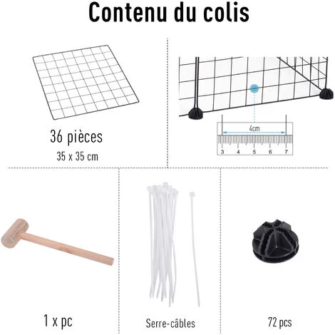 PawHut Cage Parc Enclos Pour Animaux Domestiques L 146 X L 73 X H 73 Cm Modulable 2 Niveaux 36 Panneaux Bords Arrondis Fil Métallique Noir - Noir 5 PawHut Cage Parc Enclos Pour Animaux Domestiques L 146 X L 73 X H 73 Cm Modulable 2 Niveaux 36 Panneaux Bords Arrondis Fil Métallique Noir - Noir – Image 5