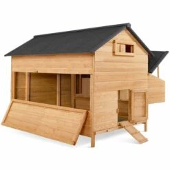IDMARKET Poulailler Chalet 15 à 18 Poules Avec Pondoir En Bois - Naturel -Polire Soldes Boutique 24446975 4