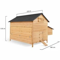 IDMARKET Poulailler Chalet 15 à 18 Poules Avec Pondoir En Bois - Naturel -Polire Soldes Boutique 24446975 5