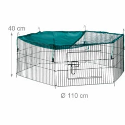 Relaxdays Cage Extérieur Lapin, Avec Filet, Enclos Pour Rongeurs, Avec Protection Contre Le Soleil, Ø 110 Cm, Vert -Polire Soldes Boutique 26751393 4