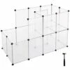 SONGMICS Parc Pour Cochons D'Inde, Avec Échelle, Enclos, Clôture Modulaire, En Plastique, Pour Hamsters, Lapin, Petits Animaux, Transparent LPC03W - Transparent