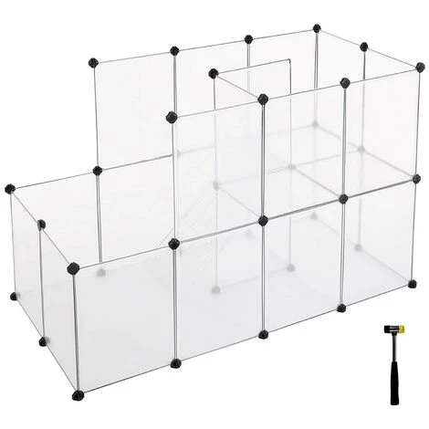 SONGMICS Parc Pour Cochons D'Inde, Avec Échelle, Enclos, Clôture Modulaire, En Plastique, Pour Hamsters, Lapin, Petits Animaux, Transparent LPC03W - Transparent 1 SONGMICS Parc Pour Cochons D'Inde, Avec Échelle, Enclos, Clôture Modulaire, En Plastique, Pour Hamsters, Lapin, Petits Animaux, Transparent LPC03W - Transparent