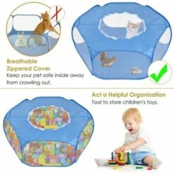 BEARSU Parc Pour Petits Animaux, Tente Pour Animaux De Compagnie Transparente Et Respirante Avec Couvercle Supérieur, Clôture Cour Pliable D'exercice Intérieur Extérieur à Ouverture Automatique -Polire Soldes Boutique 27487882 3