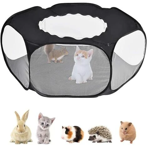 BEARSU Parc Pour Petits Animaux, Tente Pour Animaux De Compagnie Transparente Et Respirante Avec Couvercle Supérieur, Clôture Cour Pliable D'exercice Intérieur Extérieur à Ouverture Automatique 1 BEARSU Parc Pour Petits Animaux, Tente Pour Animaux De Compagnie Transparente Et Respirante Avec Couvercle Supérieur, Clôture Cour Pliable D'exercice Intérieur Extérieur à Ouverture Automatique