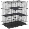 PawHut Cage Parc Enclos Rongeurs Modulable Dim. L 111 X L 75 X H 119 Cm 3 Niveaux 4 Portes Fil Métallique Noir - Noir