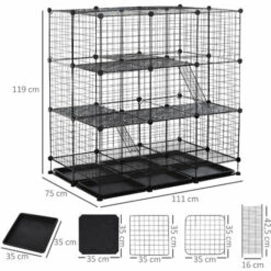 PawHut Cage Parc Enclos Rongeurs Modulable Dim. L 111 X L 75 X H 119 Cm 3 Niveaux 4 Portes Fil Métallique Noir - Noir 7 PawHut Cage Parc Enclos Rongeurs Modulable Dim. L 111 X L 75 X H 119 Cm 3 Niveaux 4 Portes Fil Métallique Noir - Noir -Polire Soldes Boutique 27944500 3