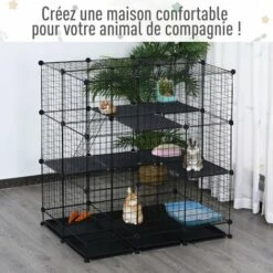 PawHut Cage Parc Enclos Rongeurs Modulable Dim. L 111 X L 75 X H 119 Cm 3 Niveaux 4 Portes Fil Métallique Noir - Noir 8 PawHut Cage Parc Enclos Rongeurs Modulable Dim. L 111 X L 75 X H 119 Cm 3 Niveaux 4 Portes Fil Métallique Noir - Noir -Polire Soldes Boutique 27944500 4