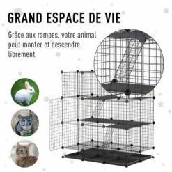 PawHut Cage Parc Enclos Rongeurs Modulable Dim. L 111 X L 75 X H 119 Cm 3 Niveaux 4 Portes Fil Métallique Noir - Noir 9 PawHut Cage Parc Enclos Rongeurs Modulable Dim. L 111 X L 75 X H 119 Cm 3 Niveaux 4 Portes Fil Métallique Noir - Noir -Polire Soldes Boutique 27944500 5
