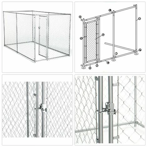 Bc-elec - RA-D22 Parc à Chiots 2x2x1.2m, Enclos Pour Chiens, Chenil D'extérieur, Enclos D'exercice Cage Pour Chiens - Gris 3 Bc-elec - RA-D22 Parc à Chiots 2x2x1.2m, Enclos Pour Chiens, Chenil D'extérieur, Enclos D'exercice Cage Pour Chiens - Gris – Image 3