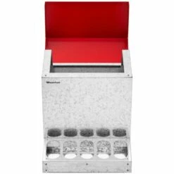 WIESENFIELD Mangeoire Automatique Pour Volaille Poule Canard Oie 12 Kg En Acier Galvanisé - Gris, Rouge -Polire Soldes Boutique 28259342 5