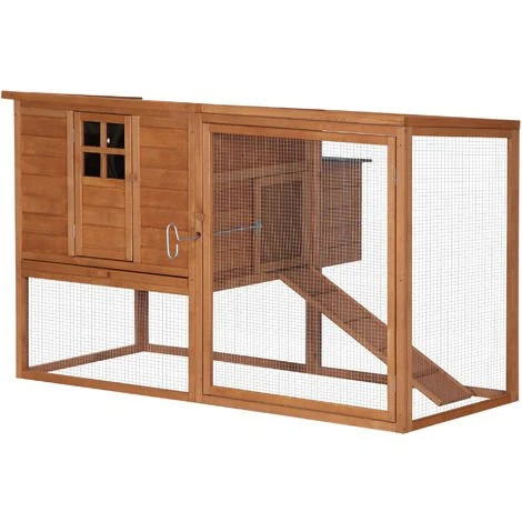 PawHut Poulailler Cottage Cage à Poules Sur Pied Dim. 168L X 110l X 101H Cm Multi-équipement Bois Sapin Lasuré - Marron 1 PawHut Poulailler Cottage Cage à Poules Sur Pied Dim. 168L X 110l X 101H Cm Multi-équipement Bois Sapin Lasuré - Marron
