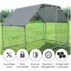 PawHut Enclos Poulailler Chenil 5,32 M² - Parc Grillagé Dim. 2,8L X 1,9l X 1,95H M - Poulailler Chenil Entièrement Couvert - Acier Galvanisé 9 PawHut Enclos Poulailler Chenil 5,32 M² - Parc Grillagé Dim. 2,8L X 1,9l X 1,95H M - Poulailler Chenil Entièrement Couvert - Acier Galvanisé -Polire Soldes Boutique 28998844 5