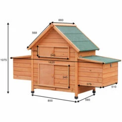 Poulailler 2 Poules Clapier Mobile 1625x560x1075 Mm 2 Zones De Pondoir 2 Séparateurs 2 Perchoirs 2 Portes Verrouillables, Rampe, Imperméable Nettoyage Facile-BRAST -Polire Soldes Boutique 29032194 5