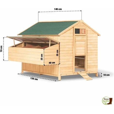 TERRE JARDIN Grand Poulailler En Bois Avec Quadruple Pondoir 4 TERRE JARDIN Grand Poulailler En Bois Avec Quadruple Pondoir – Image 4