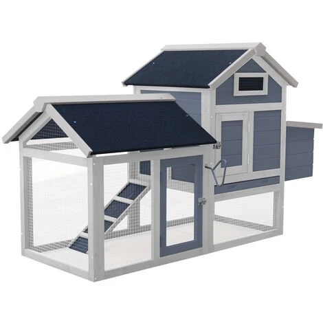 WILTEC Poulailler Avec Nichoir & Enclos Extérieur Gris Maisonnette Bac Amovible Pour Nettoyage Cage 1 WILTEC Poulailler Avec Nichoir & Enclos Extérieur Gris Maisonnette Bac Amovible Pour Nettoyage Cage