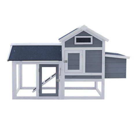 WILTEC Poulailler Avec Nichoir & Enclos Extérieur Gris Maisonnette Bac Amovible Pour Nettoyage Cage 2 WILTEC Poulailler Avec Nichoir & Enclos Extérieur Gris Maisonnette Bac Amovible Pour Nettoyage Cage – Image 2