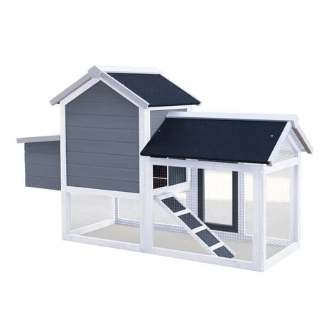 WILTEC Poulailler Avec Nichoir & Enclos Extérieur Gris Maisonnette Bac Amovible Pour Nettoyage Cage 3 WILTEC Poulailler Avec Nichoir & Enclos Extérieur Gris Maisonnette Bac Amovible Pour Nettoyage Cage – Image 3