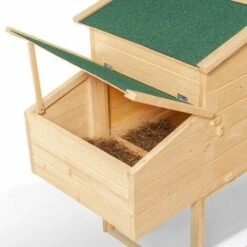IDMARKET Poulailler COMFORT Avec Pondoir En Bois - Naturel -Polire Soldes Boutique 3106647 3