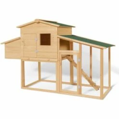 IDMARKET Poulailler COMFORT Avec Pondoir En Bois - Naturel -Polire Soldes Boutique 3106647 5