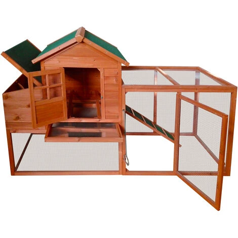 Poulailler 2 Poules (2-3) Bois 198 X 790 X 120 Cm Avec Pondoir /enclos BIGSIZE, 2 Portes, 2 Perchoirs, Rampe Interne, Imperméable, Nettoyage Facile - De BRAST 4 Poulailler 2 Poules (2-3) Bois 198 X 790 X 120 Cm Avec Pondoir /enclos BIGSIZE, 2 Portes, 2 Perchoirs, Rampe Interne, Imperméable, Nettoyage Facile - De BRAST – Image 4
