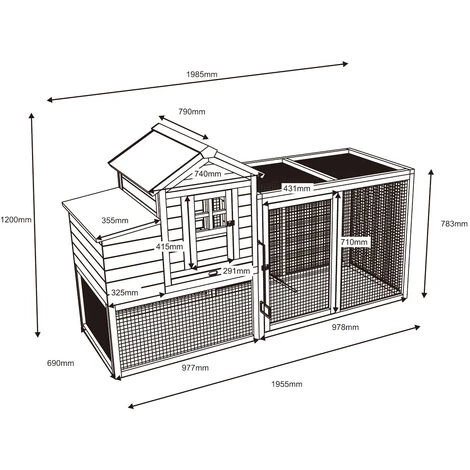 Poulailler 2 Poules (2-3) Bois 198 X 790 X 120 Cm Avec Pondoir /enclos BIGSIZE, 2 Portes, 2 Perchoirs, Rampe Interne, Imperméable, Nettoyage Facile - De BRAST 5 Poulailler 2 Poules (2-3) Bois 198 X 790 X 120 Cm Avec Pondoir /enclos BIGSIZE, 2 Portes, 2 Perchoirs, Rampe Interne, Imperméable, Nettoyage Facile - De BRAST – Image 5
