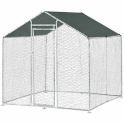 HELLOSHOP26 Enclos Extérieur Volière Cage Pour Animaux Avec Serrure Armature Acier Galvanisé 2 X 2 X 2 M Argent Vert Foncé - Vert