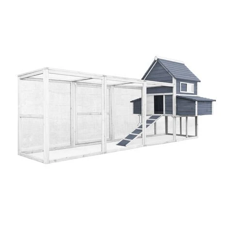 WILTEC Poulailler Gris 310x150x150cm Cm Bois Nichoir & Enclos Bac Amovible Cage Élevage Basse-cour 2 WILTEC Poulailler Gris 310x150x150cm Cm Bois Nichoir & Enclos Bac Amovible Cage Élevage Basse-cour – Image 2