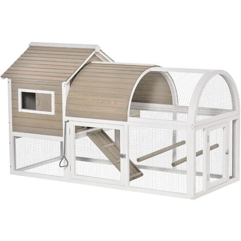 PawHut Poulailler Cottage Cage à Poules Sur Pied Dim. 167L X 109l X 100H Cm Multi-équipement Bois Sapin Blanc Gris 1 PawHut Poulailler Cottage Cage à Poules Sur Pied Dim. 167L X 109l X 100H Cm Multi-équipement Bois Sapin Blanc Gris