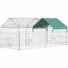PawHut Parc Enclos Métal époxy Cage Extérieure Dim. 2,20L X 1,03l X 1,03H M 3 Portes Et Trappe Surface Abrité PE Vert - Vert