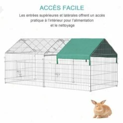PawHut Parc Enclos Métal époxy Cage Extérieure Dim. 2,20L X 1,03l X 1,03H M 3 Portes Et Trappe Surface Abrité PE Vert - Vert -Polire Soldes Boutique 38927036 5