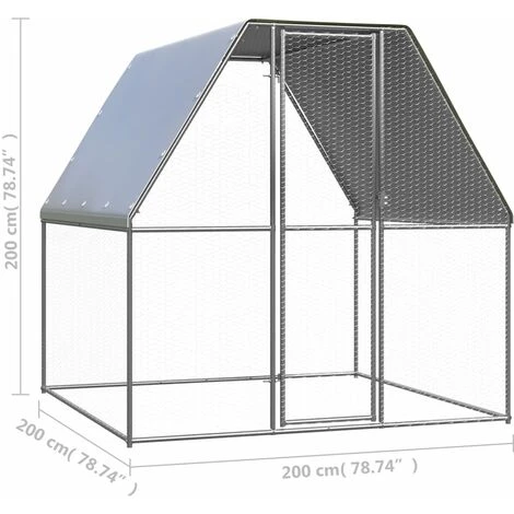 VidaXL Poulailler D'extérieur 2x2x2 M Acier Galvanisé - Argent 5 VidaXL Poulailler D'extérieur 2x2x2 M Acier Galvanisé - Argent – Image 5