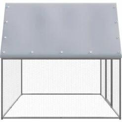 VidaXL Poulailler D'extérieur 3x2x2 M Acier Galvanisé - Argent -Polire Soldes Boutique 42448301 3