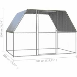 VidaXL Poulailler D'extérieur 3x2x2 M Acier Galvanisé - Argent -Polire Soldes Boutique 42448301 5