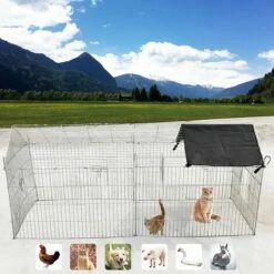 MUCOLA Enceinte D'extérieur Avec Parasol Enceinte Pour Animaux Enceinte D'extérieur Enceinte D'extérieur Cage Pour Lapins Enceinte Pour Clapier à Lapins -Polire Soldes Boutique 42706438 3