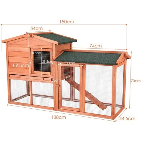 BAMNY Clapier Boi Exterieur, Cage à Lapin, Petit Enclos Pour Animaux, Avec Escaliers, Imperméable, Facile à Nettoyer, Grille Stable, 150 X 54 X 89,5 Cm 5 BAMNY Clapier Boi Exterieur, Cage à Lapin, Petit Enclos Pour Animaux, Avec Escaliers, Imperméable, Facile à Nettoyer, Grille Stable, 150 X 54 X 89,5 Cm – Image 5