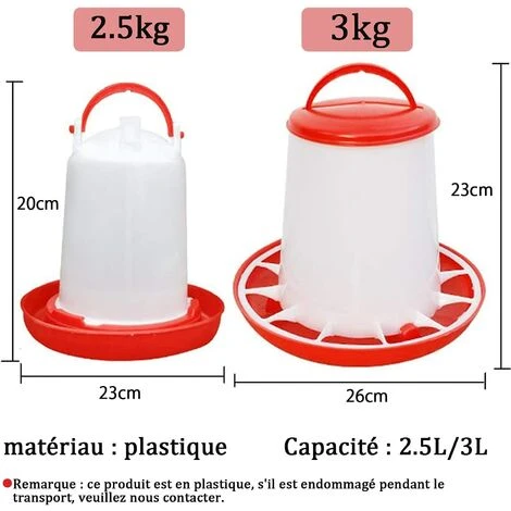 TANABATA Lot De 2 Abreuvoirs Mangeoire 3 Kg Rouge Et Blanc 2 TANABATA Lot De 2 Abreuvoirs Mangeoire 3 Kg Rouge Et Blanc – Image 2