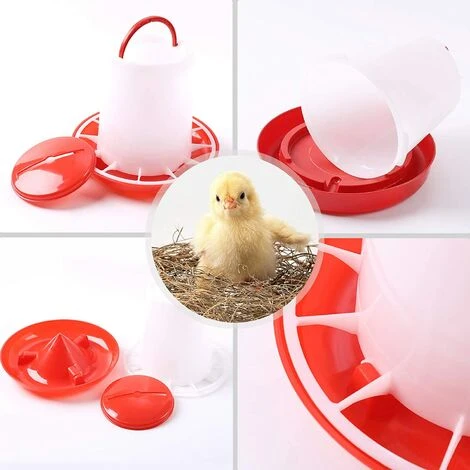 TANABATA Lot De 2 Abreuvoirs Mangeoire 3 Kg Rouge Et Blanc 4 TANABATA Lot De 2 Abreuvoirs Mangeoire 3 Kg Rouge Et Blanc – Image 4