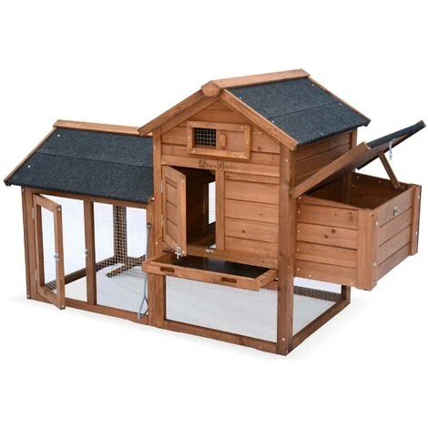 ALICE'S GARDEN Poulailler En Bois GALINETTE, 3 Poules, Cage à Poule Avec Enclos - Bois 2 ALICE'S GARDEN Poulailler En Bois GALINETTE, 3 Poules, Cage à Poule Avec Enclos - Bois – Image 2