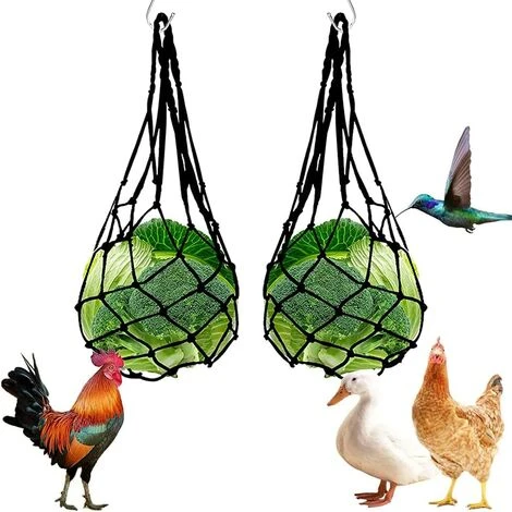 Distributeurs De Nourriture Pour Foin, Nylon Poulet Fruits Et Légumes Sac En Filet Râtelier à Foin, Lapin, Poulailler Réutilisable 57cm Fontainebleau 2Pcs Noir 1 Distributeurs De Nourriture Pour Foin, Nylon Poulet Fruits Et Légumes Sac En Filet Râtelier à Foin, Lapin, Poulailler Réutilisable 57cm Fontainebleau 2Pcs Noir