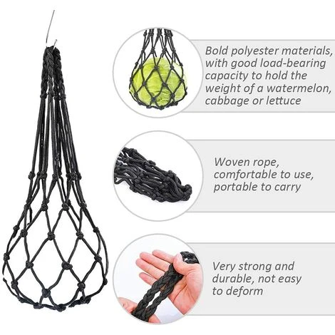 Distributeurs De Nourriture Pour Foin, Nylon Poulet Fruits Et Légumes Sac En Filet Râtelier à Foin, Lapin, Poulailler Réutilisable 57cm Fontainebleau 2Pcs Noir 3 Distributeurs De Nourriture Pour Foin, Nylon Poulet Fruits Et Légumes Sac En Filet Râtelier à Foin, Lapin, Poulailler Réutilisable 57cm Fontainebleau 2Pcs Noir – Image 3
