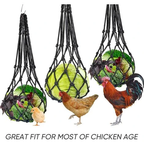 Distributeurs De Nourriture Pour Foin, Nylon Poulet Fruits Et Légumes Sac En Filet Râtelier à Foin, Lapin, Poulailler Réutilisable 57cm Fontainebleau 2Pcs Noir 4 Distributeurs De Nourriture Pour Foin, Nylon Poulet Fruits Et Légumes Sac En Filet Râtelier à Foin, Lapin, Poulailler Réutilisable 57cm Fontainebleau 2Pcs Noir – Image 4